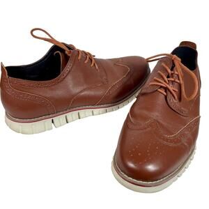 LAOKS Men's Brown Leather Wingtip Oxford Hybrid Dress Shoe Sz 10.5 Lace-Up